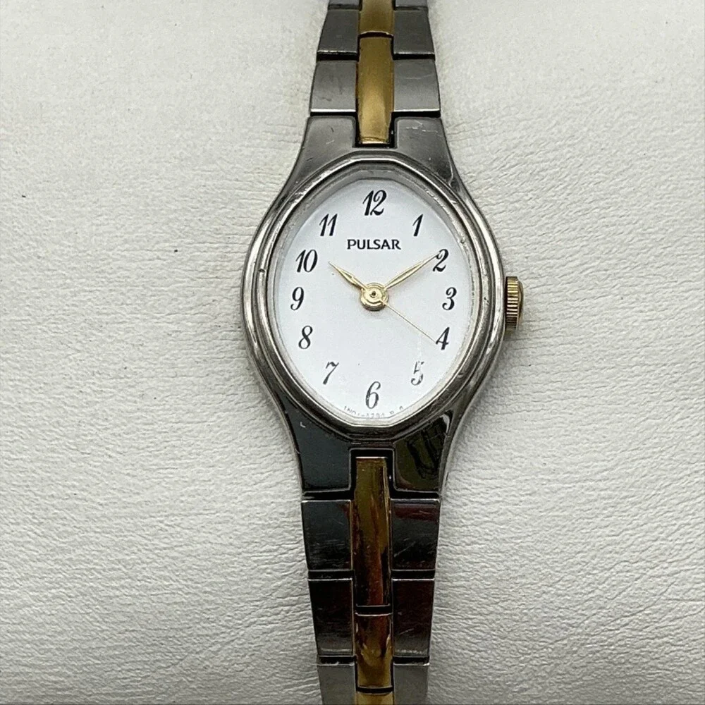 Pulsar Womens Watch 17mm Two Tone Stainless 1N01-X098 New Battery 6.75